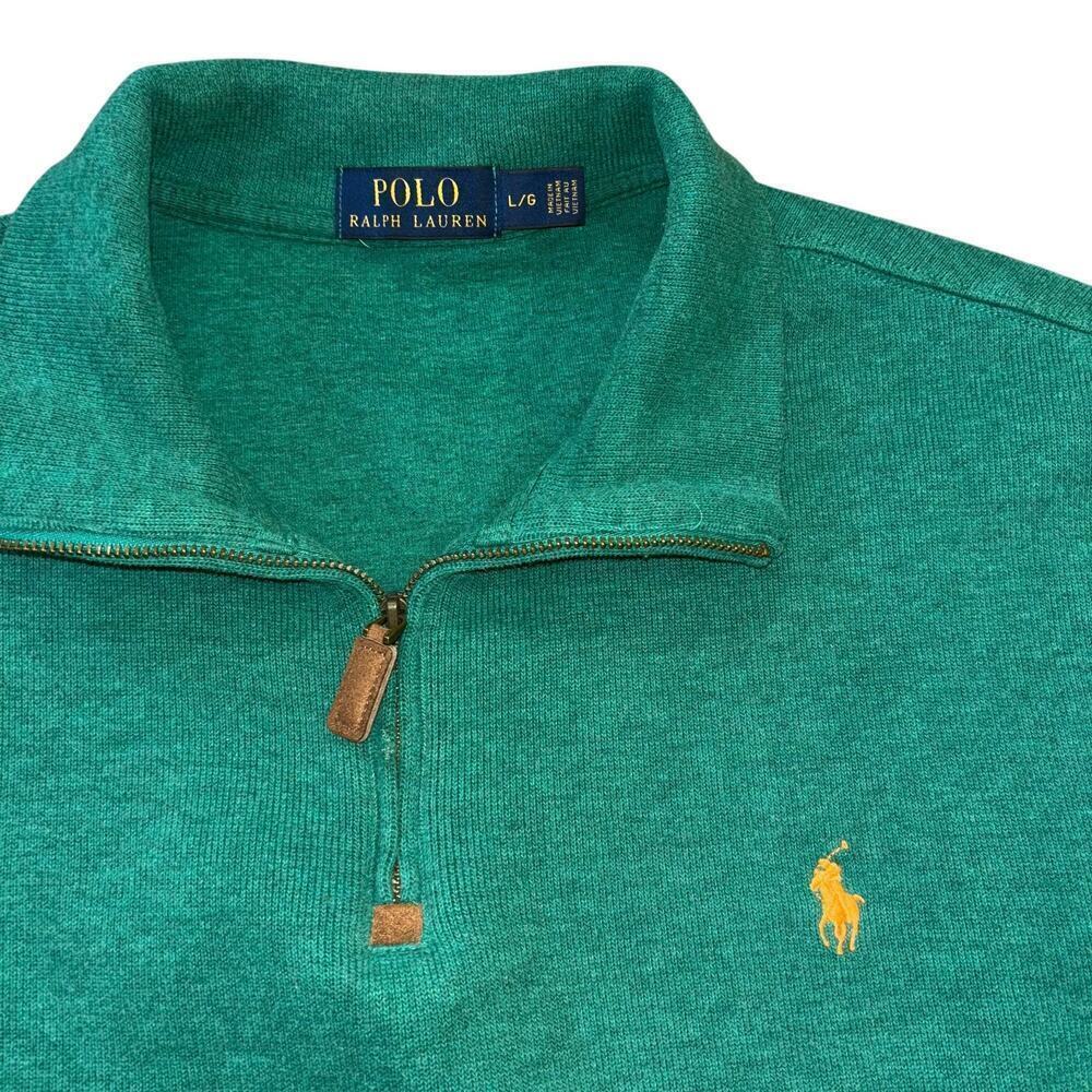 Polo Ralph Lauren 1/4 Zip Green Polo Pullover Men's L Preppy Workwear Office - Picture 10 of 10
